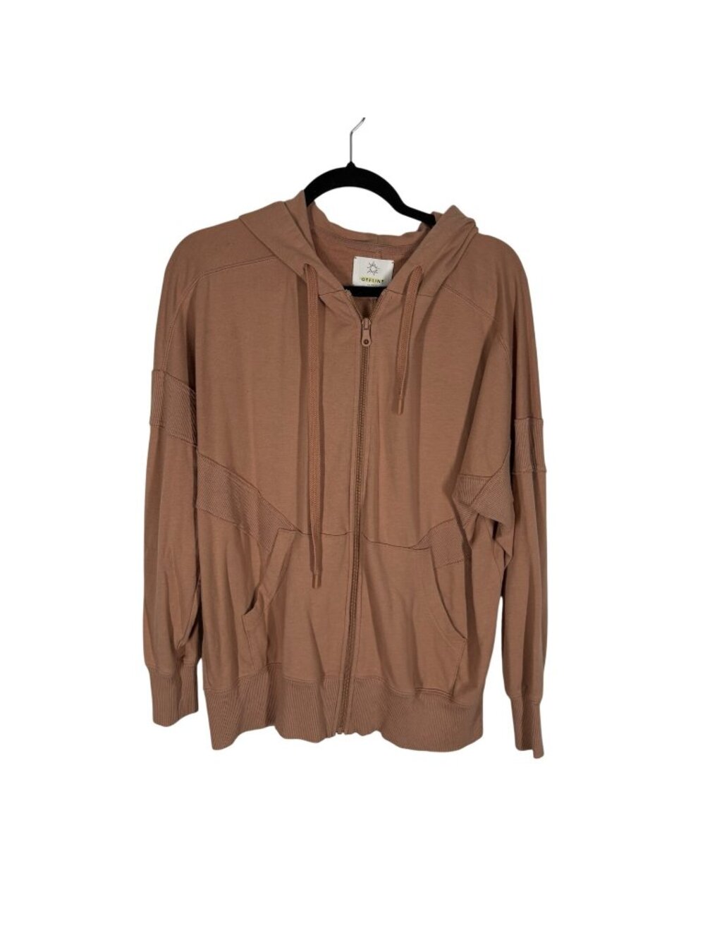 Offline By Aerie Women M Tan Terry Lounge Oversized Full Zip Hoodie